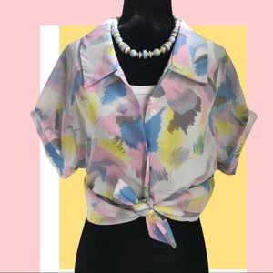 Pastel Vintage Button Up Top!